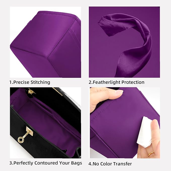 DGAZ Silk Purse Organizer Insert for Birkin Bag(Anemone,BK20) | Soft and Lightweight,Perfect Fit,Multi-pocket Storage,Bag Protector,Luxury Bag Care,Handmade,for Smooth Bag Organizer - Image 4