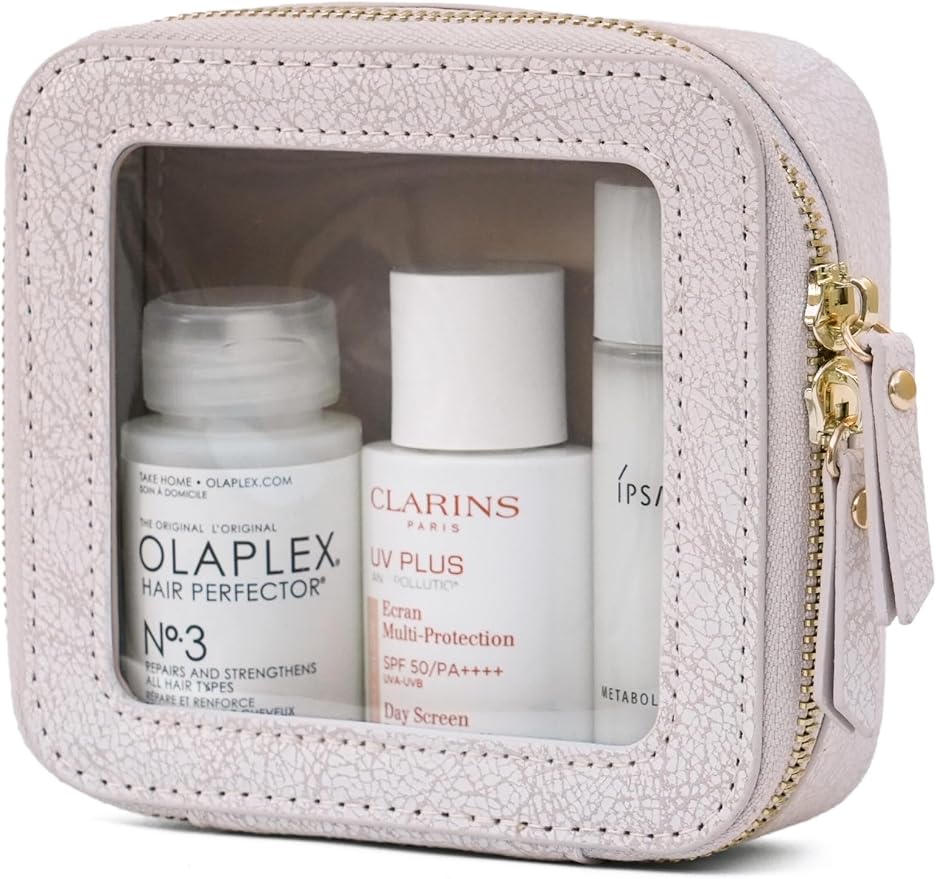 Popvibe Clear Makeup Bag Travel Cosmetic Case Transparent Toiletry Bag with Zipper, Portable Make Up Organizer Traveling Compact Car Bag for Essentials, Light Pink, Mini by POPVIBE
