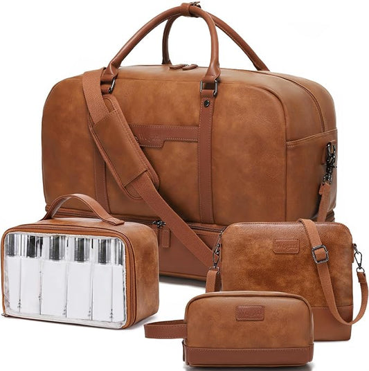 Wogarl Weekender Bag for Women Men Large Overnight Bag Travel Duffel Bag with Shoe Compartment Toiletry Satchel Bag Carry On Bag Fit 21" Laptop by Wogarl