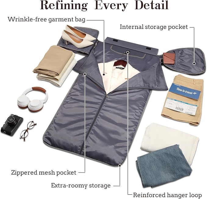 Garment Duffle Bags for Travel, Carry On Garment Duffel Weekender Bag 45L | 2-days Trip,Wrinkle-Free Travel,Separate Shoe Pocket | Overnight Garment Bag for Vacation, Business Trips, Weekend - Image 3