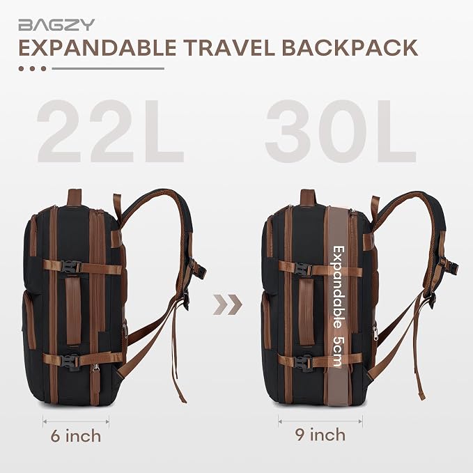43x33x16cm Personal Item Bag Expandable 30L Travel Backpack 17x13x6 Inches Underseat Bag for Airlines Lightweight Carry on Luggage Water Resistant Flight Approved for College, Weekender Grey - Image 4