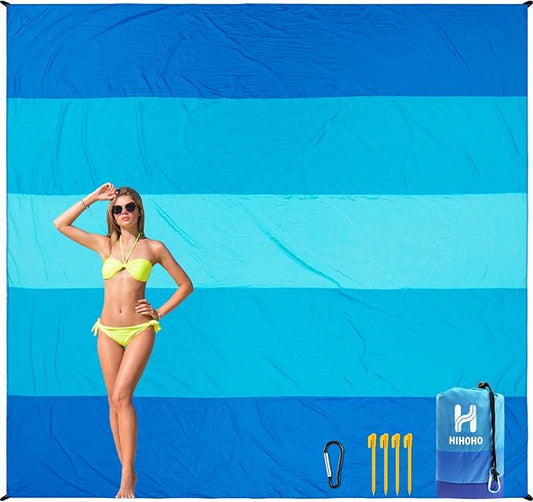 HIHOHO Beach Blanket Waterproof Sandproof Beach Mat for 1-8 Adults Quick Drying Durable Outdoor Picnic Mat for Beach Festival Travel Camping Hiking (BL-MIX5, 120"×108"(8 Person)) by HIHOHO