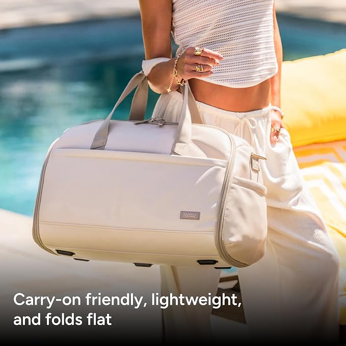 Halfday Convertible 2-in-1 Vegan Leather Premium Garment Duffel Weekender Bag 45L (Carry-on, Wrinkle-Free Travel, Hanging Suit Compartment, Shoe Pockets, Trolley Sleeve), Ivory - Image 7
