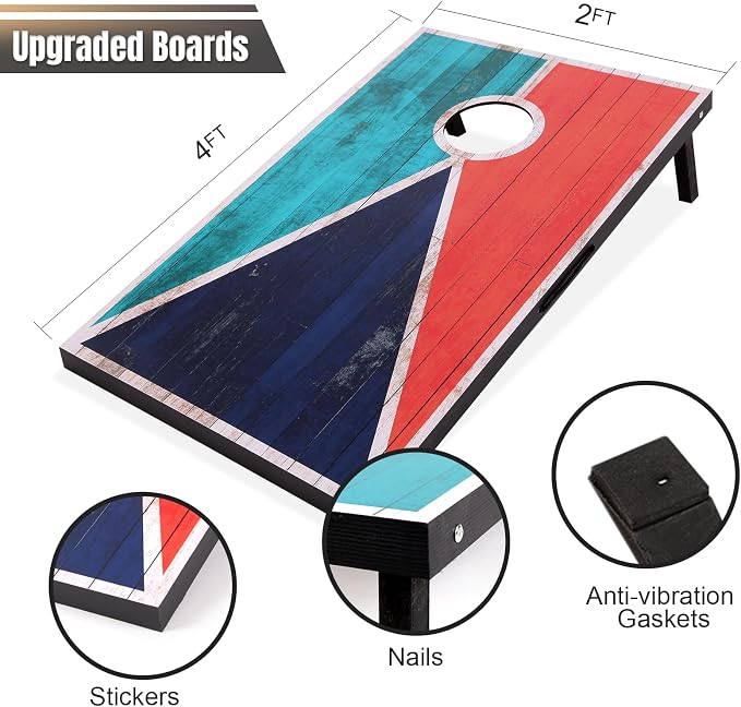 Cornhole Set 4x2 and 3X2 Regulation Size Corn Holes Sets with Carrying Bags & 8 Bean Bags Cornhole Boards Bean Toss Games for Adults Family Outdoor Beach Lawn Outside Backyard Games - Image 4