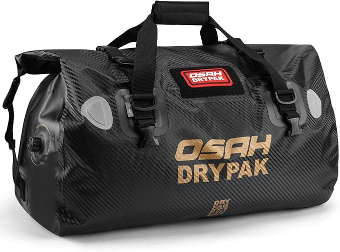 OSAH DRYPAK Waterproof Duffel Bag - Motorcycle Dry Bag Tail Bag with Large Storage Space, Waterproof Luggage Duffle Bags with Outer Mesh Zipper Pocket for Camping, Kayaking, Fishing & Traveling by OSAHDRYPAK