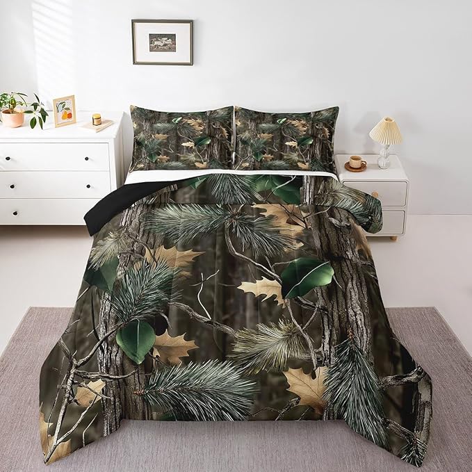 Erosebridal Rustic Comforter Set Twin Size Natural Tree Bedding Set for Kids Boys Girls Wooland Branch Quilt All Season Countryside Botanical Leaves Duvet Insert with 1 Pillowcase Soft by Erosebridal