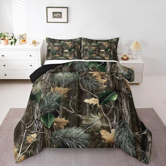 Erosebridal Rustic Comforter Set Twin Size Natural Tree Bedding Set for Kids Boys Girls Wooland Branch Quilt All Season Countryside Botanical Leaves Duvet Insert with 1 Pillowcase Soft by Erosebridal