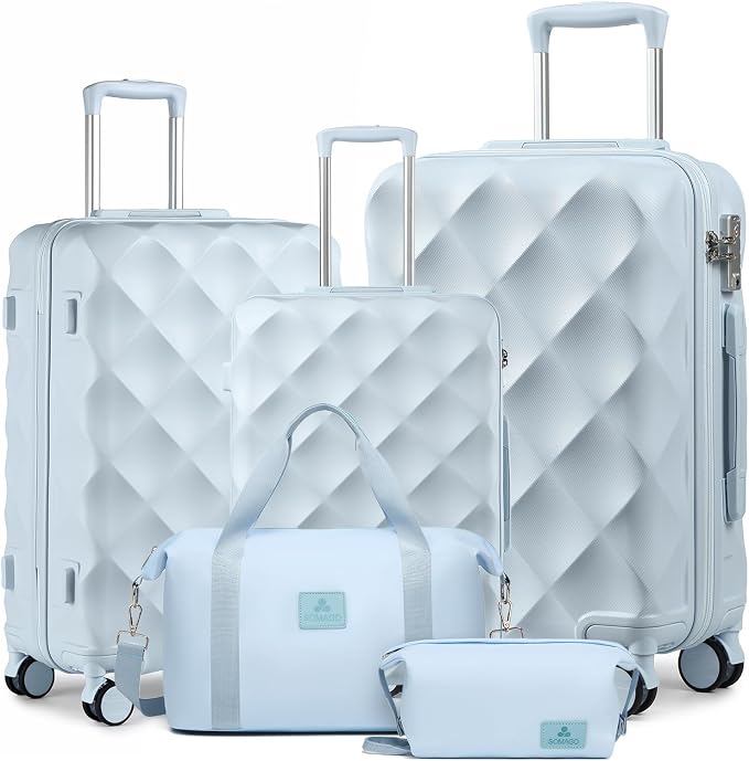 Somago Luggage Set of 3 Piece Suitcase Set Carry On Luggage with YKK Zipper TSA Lock ABS Hardside Luggage Spinner Wheels, Light Blue by SOMAGO