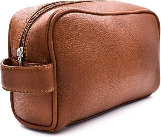Parker Full Grain Leather Dopp Kit – Handmade Full Size Saddle Brown Leather Toiletry Bag/Dopp Kit/Travel Bag for Effectively Carrying and Storing Toiletries by ParkerSafetyRazor