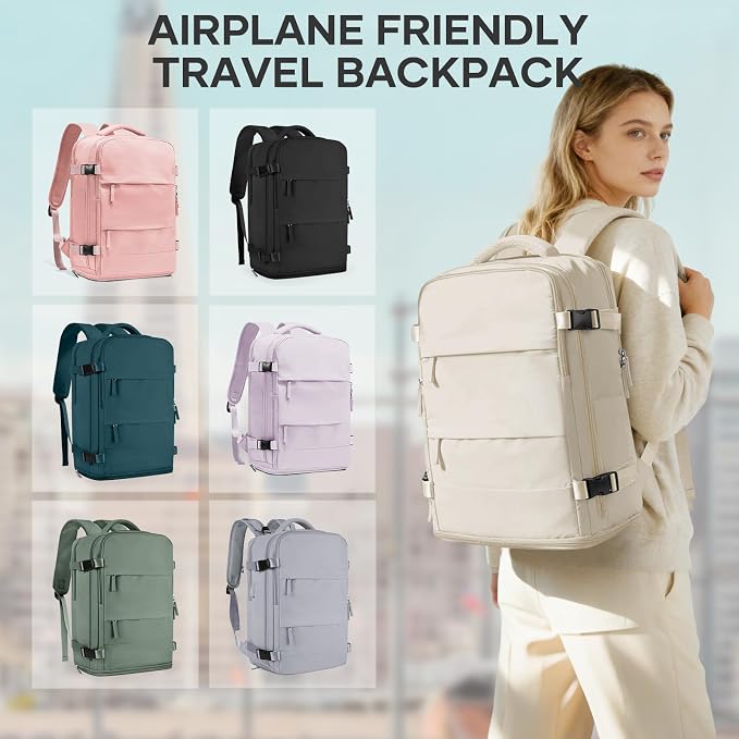 coowoz Travel Backpack For Women Men,Carry On Backpack,Hiking Backpacks Waterproof Outdoor Sports Rucksack Casual Daypack travel essentials（Off White） - Image 8