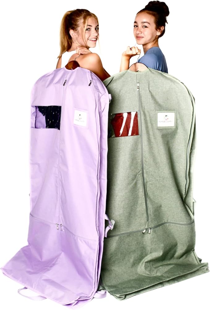 Waterproof Hanging Garment Bag 52 inch Deluxe Clothes Bag with Gusset, 4 Pockets & Side Zip for Dance Costumes, Sports, Skating, Theatre, Beauty Pageants & More by Kendall Country (Moss) - Image 8