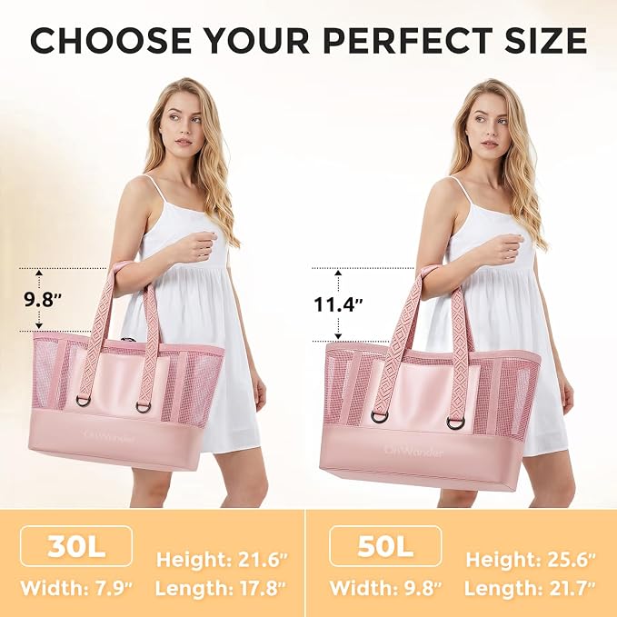 Large Mesh Beach Bag, Waterproof Bottom Tote, Structured Design Waterproof Pocket, Sandproof Pool Bag for Cruise Gym - Image 2