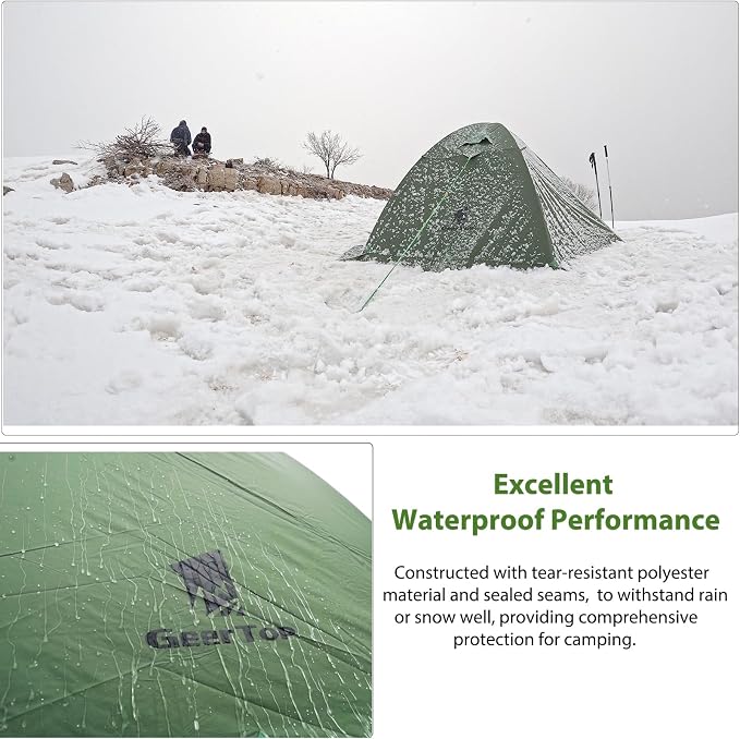 GEERTOP Ultralight 2 Person Backpacking Tent 4 Season Waterproof Camping Tent Double Layer Cold Weather Easy Set Up Tents for Family Camp, Hiking, Hunting Outdoor Mountaineering Travel - Image 2