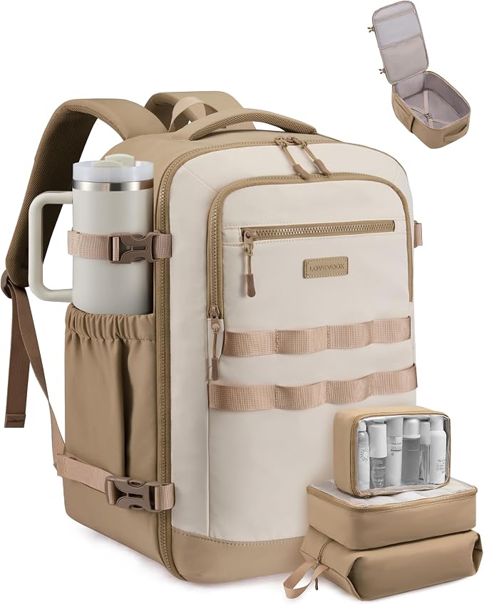 LOVEVOOK 40L Travel Backpack for Women & Men, TSA Approved Carry On Backpack with 3 Packing Cubes, Waterproof Personal Item Bag Fits 17 Inch Laptop, Weekender Essentials Overnight Backpack for Trip by LOVEVOOK