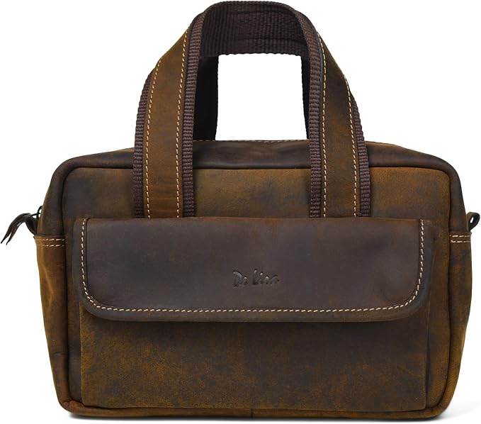 De Lira Extra Large Top-Grain Leather Toiletry Bag, Shaving Kit & Cosmetics Case, 10x6x5.5 in, Travel Organizer for Men & Women Dark Brown - Image 2
