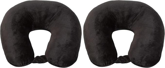 Wolf Essentials Adult Cozy Soft Microfiber Neck Pillow, Compact, Perfect for Plane or Car Travel, Black (Pack of 2) by WorldsBest