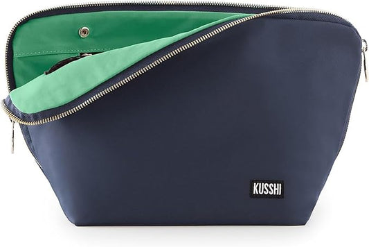 KUSSHI Washable Travel Makeup & Cosmetic Bag - Brush Organizer Sold Separately (Vacationer, Navy/Mint) by KUSSHI