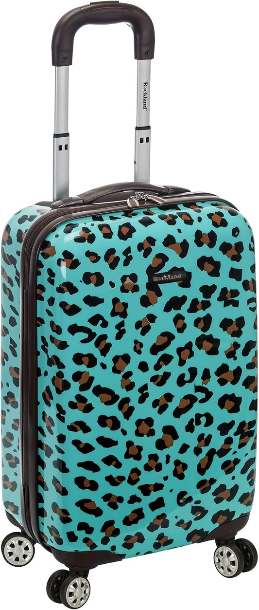 Rockland Safari Hardside Spinner Wheel Luggage, Blue Leopard, Carry-On 20-Inch by Rockland