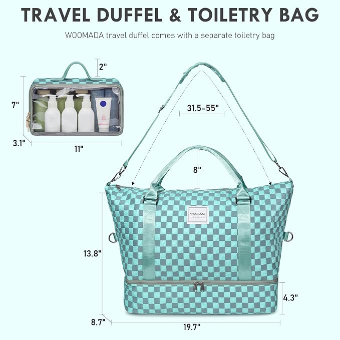 WOOMADA Weekender Overnight Bag for Women, Carry on Shoulder Travel Duffel with Shoes Compartment,Gym Bag with Toiletry Bag - Image 2