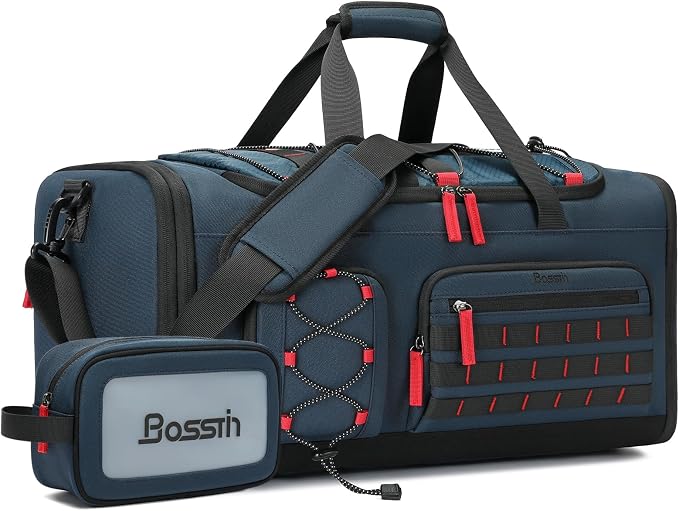 Bosstin Gym Bag for Men & Women,45L Travel Duffle Sports Duffel Bag Gym Weekender Overnight Backpack with Shoe Compartment (Blue) by BOSSTIN