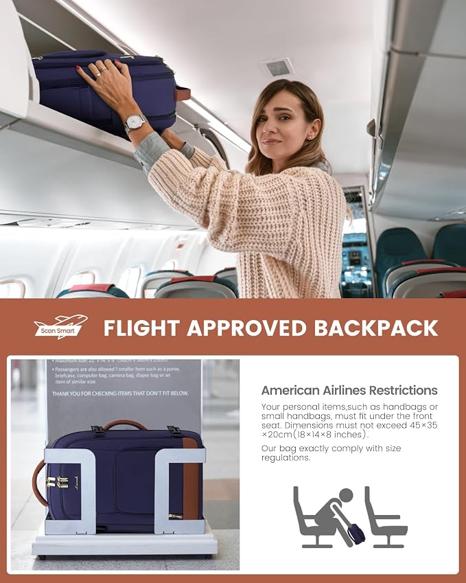 LOVEVOOK Travel Backpack For Women Flight Approved, 50L Large Carry On Backpack, Personal Item Travel Bag for Airplanes, Business 18 Inch Laptop Backpack, Weekender Overnight Daypack, With 3 Cubes - Image 7