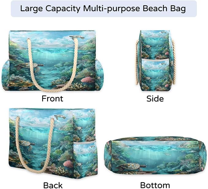Large Beach Bag with Zipper Beach Bags for Women Water Resistant Swim Pool Bag - Image 6