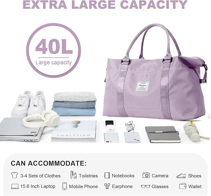 Travel Duffel Bag, Carry On Overnight Weekender Bags for Women | Travel Bag with Wet Pocket & Trolley Sleeve, For Spirit Airlines 18x14x8 Personal Item Bag - Image 2