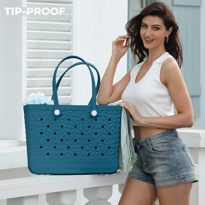 Rubber Beach Tote Bag Waterproof Tip-Proof Outdoor Tote Bag for the Beach Boat Pool Sports - Image 2