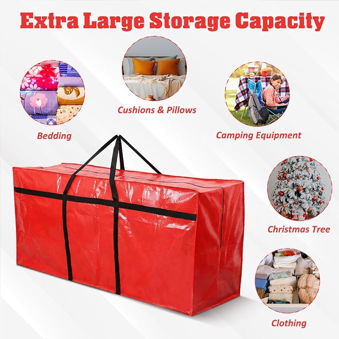 Windyun 4 Pack 155 Gallon Extra Large Moving Bags XXL Heavy Duty Storage Bag with Strong Zipper Handle Jumbo Big Tote Box Foldable for College Dorm Travel Clothes Duffle Blanket Pillow(Red) - Image 5