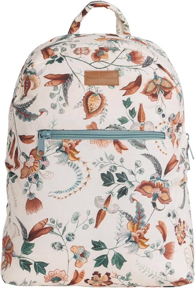 Maison d' Hermine Backpack for Women Men Cotton Shoulder Multipurpose Rucksack with Small Pouch Lightweight Multi Pocket Bag for Travel Work Beach Perfect for Spring Summer (Dalida) by MaisondHermine