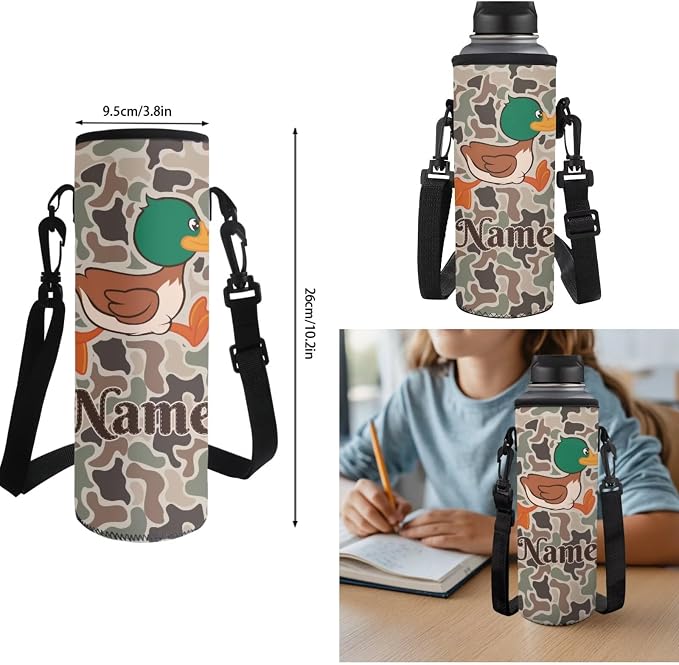 Custom Duck Camo Kids Backpack Set 4Pcs with Lunch Box, 17 Inch | Water Bottle Holder, Durable 600D Multi-Pocket Fabric, for Elementary Middle School Daily Travel and Outings - Image 7