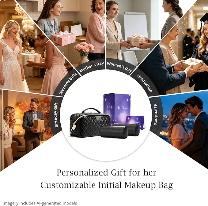 Travel Makeup Bags Cosmetic Organizer: 3Pcs Set Puffy Make up Bag for Women | Black Premium Quilted ELEGANCE Design | Large Capacity Leather Toiletry Bags | Wide Open Compact Case for Travel Essentials - Image 6