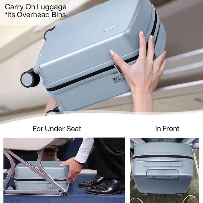 Hanke 16 Inch Underseat Carry On Luggage, Airline-Approved Hard Shell Small Suitcase with Spinner Wheels, Lightweight Tsa Lock Travel Luggage for Short Trips(Gray) - Image 2