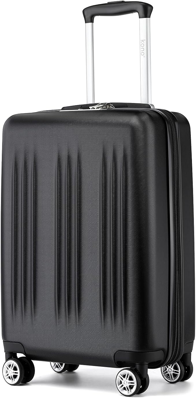 Kono Carry On Luggage 22x14x9 Airline Approved 20 Inch Expandable, Black | PC+ABS Hard Shell Suitcase, Lightweight Luggage with Quiet Spinner Wheels & TSA Lock, Suitable for 1-3 Days of Travel by Kono