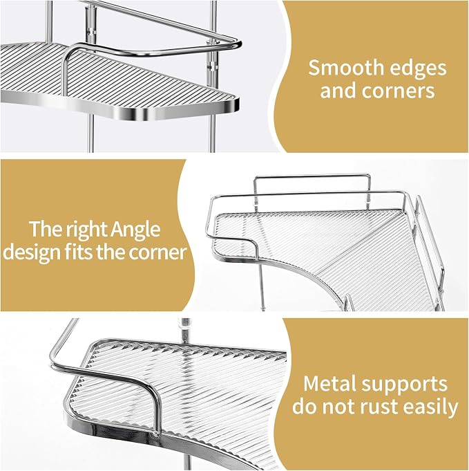 Seoneiro 2 Tier Corner Bathroom Counter Organizer, Cosmetic Skincare Organizer, Bathroom Countertop Perfume Tray Vanity Organizer, Kitchen Spice Corner Storage Shelf - Image 4