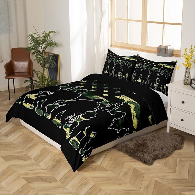 American Flag Duvet Cover Twin for Boy Teen Armygreen Camouflage Bedding Set Adult Men Youth Soldier Silhouettes Comforter Cover Military Style Camo Bedding Collections, 1 Duvet Cover + 1 Pillowcase - Image 5