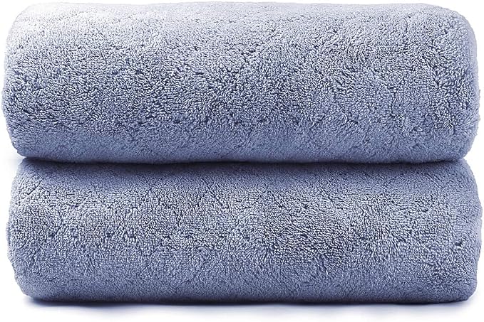 JML Microfiber Bath Towels, Ultra Soft, Super Absorbent, Fast Drying, No Fading, Large Body Towel Set for Shower, Gym, Sauna, Sport, Travel, Fitness, SPA,Yoga (Coral Fleece Blue, 30 in x 60 in) - Image 2