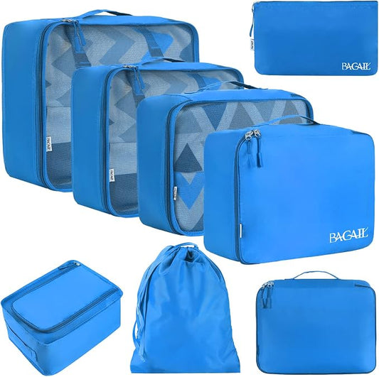 BAGAIL 8 Set Packing Cubes Luggage Packing Organizers for Travel Accessories-Light Blue by BAGAIL