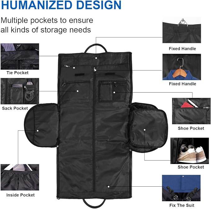 seyfocnia Convertible Travel Garment Bag,Carry on Garment Duffel Bag for Men Women - 2 in 1 Hanging Suitcase Suit Business Travel Bag - Image 5