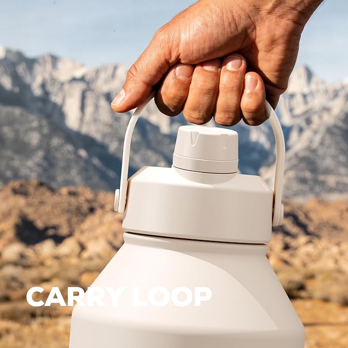 POWCAN 64 oz Water Bottle Insulated with 2-in-1 Straw and Spout Lid, Carrier Bag, Handle Strap, Leakproof, BPA-Free, Half Gallon Metal Water Bottle for Camping, Picnic and Hydration (Cream) - Image 8