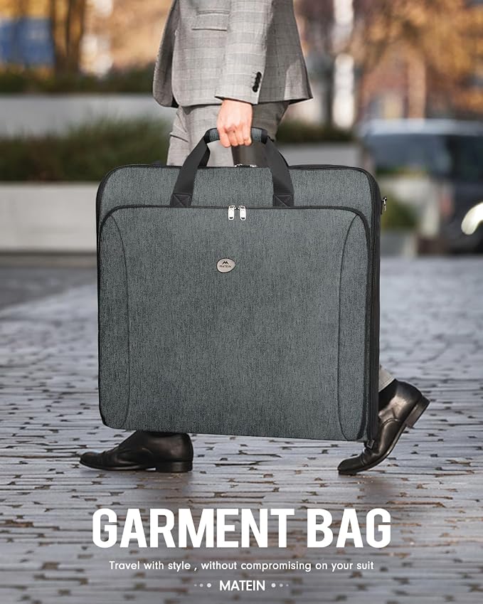 MATEIN Travel Garment Bag, Large Suit Bag Travel Up to 6 Suits, Grey | Wrinkle Free, 2 in 1 Hanging Luggage, Folding Suitcase, Cover for Shirts Dresses Coats, For Business Trips, Adjustable Strap - Image 7