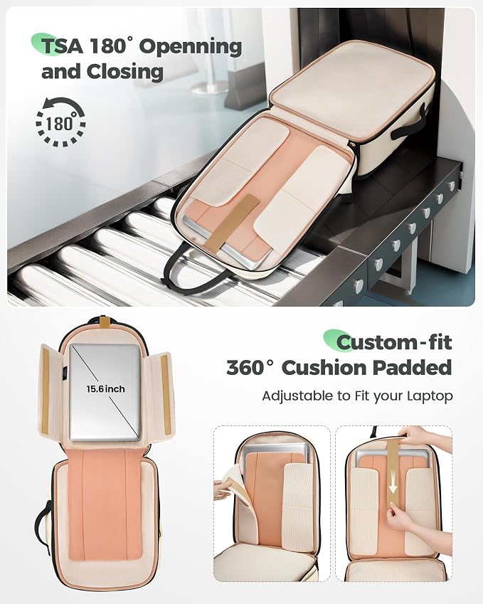 MATEIN HER Underseat Backpack with Removable Shoe Compartment for Frontier | Personal Item Bag, 18×14×8 inch, Flight Approved, Overhead Bin, Carry on Luggage with Padded 15.6" Laptop Sleeve, 3 Set - Image 5
