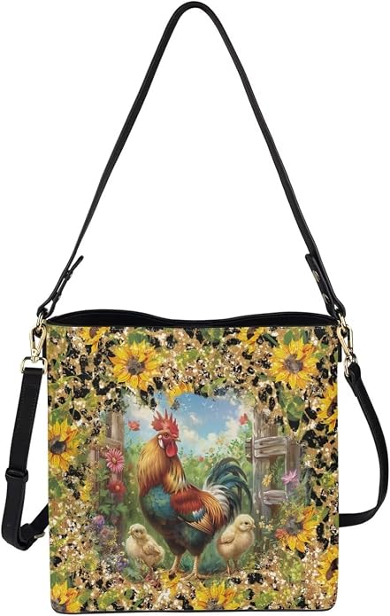 HUGS IDEA Boho Bags for Women Leather Handbag Shoulder Bucket Crossbody Purse - Image 4