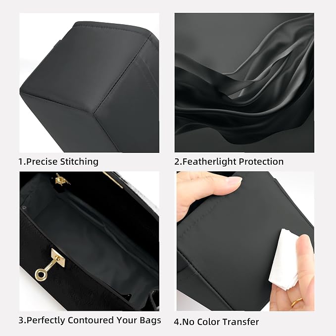 DGAZ Silk Purse Organizer Insert for Birkin Bag(Grismeyer,BK35) | Soft and Lightweight,Perfect Fit,Multi-pocket Storage,Bag Protector,Luxury Bag Care,Handmade,for Smooth Bag Organizer - Image 4