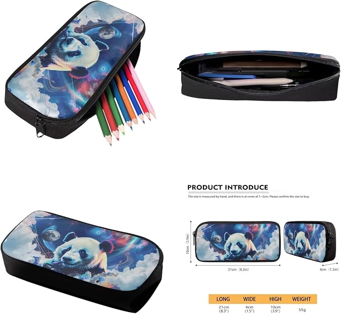 17 Inch Animal Print School Backpack And Lunch Box Set for Kids Lightweight Cool Planet Panda Backpack for Boys Girls Sturdy School Bag with Insulated Lunchbox Pencil Case Student Bookbag - Image 6