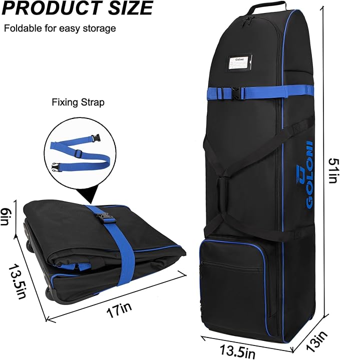 Goloni Golf Travel Bag with Wheels, Airline Golf Travel Case, Padded Rolling Golf Bag with Shoe Compartment - Image 5