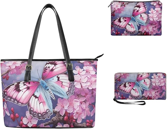 Women Purse Handbags Wallet Sets Leather Shoulder Tote Bag for Women,Top Handle Purse with Wrist Wallet Bag - Image 3