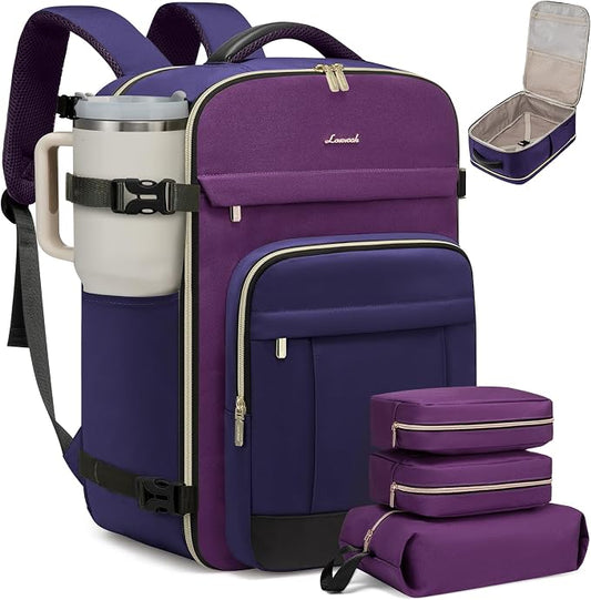 LOVEVOOK 50L Travel Backpack for Women & Men - 18 Inch Carry On Backpack & Personal Item Backpack for Airlines, Spacious and Durable Design, with 3 Packing Cubes by LOVEVOOK