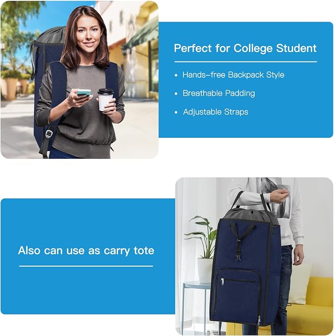 Bukere Laundry Basket, Laundry Backpack Bag for Guys Girls Boys, 2 in 1 Laundry Hamper for College Dorm Room Essentials, Adjustable Shoulder Straps, Freestanding Laundry Bag for Laundry Room, RV - Image 3