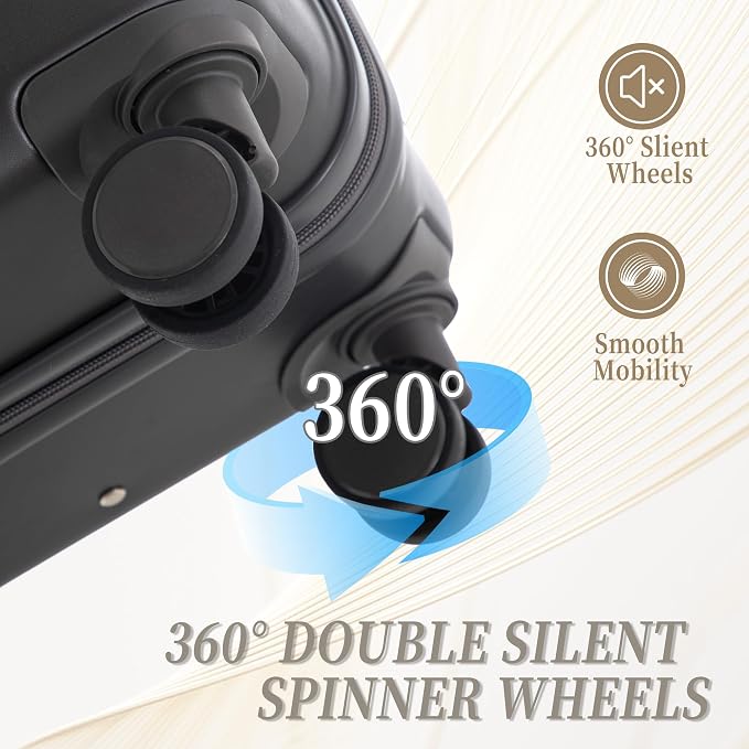 3-Piece Luggage Set 20/24/28'' Hard-shell with 360° Spinner Wheels & Combination Lock, Lightweight ABS Material for Travelling, Dark Gray - Image 3
